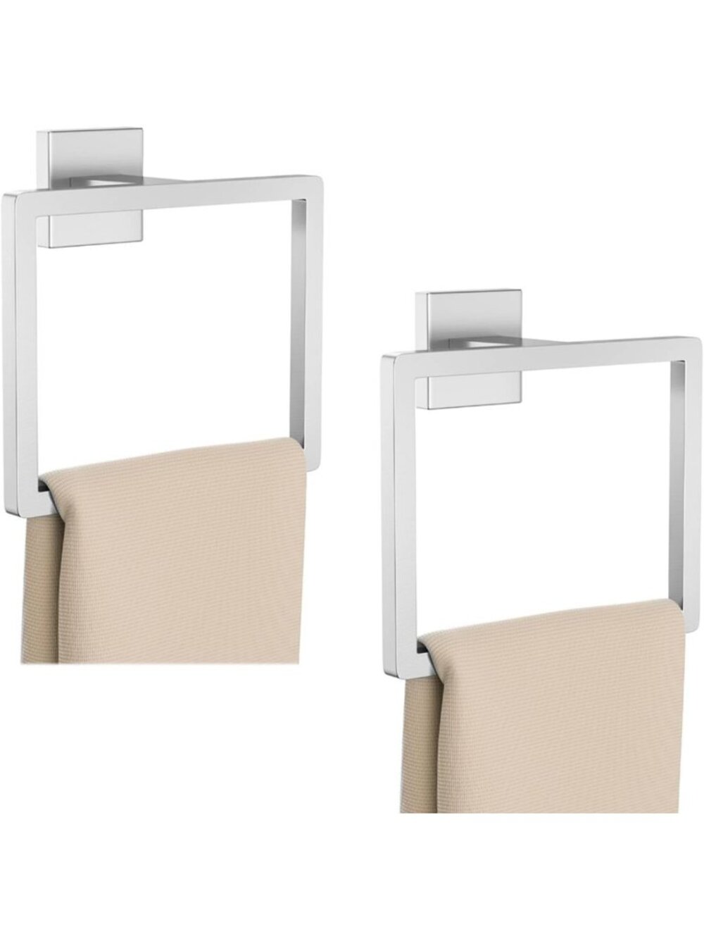 Modern 2-Piece Brushed Nickel Towel Ring Set | Wall-Mounted Hand Towel Holder
